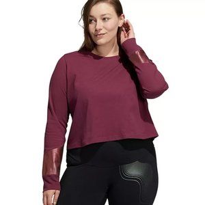 Adidas Cropped Long Sleeve Foil Graphic Top NWT Size 2X
